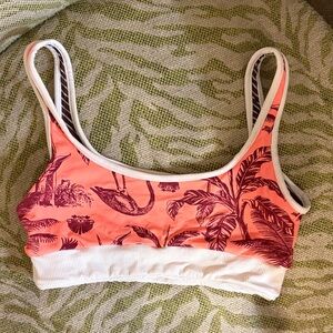 Maaji Coral and Burgundy Bikini Top